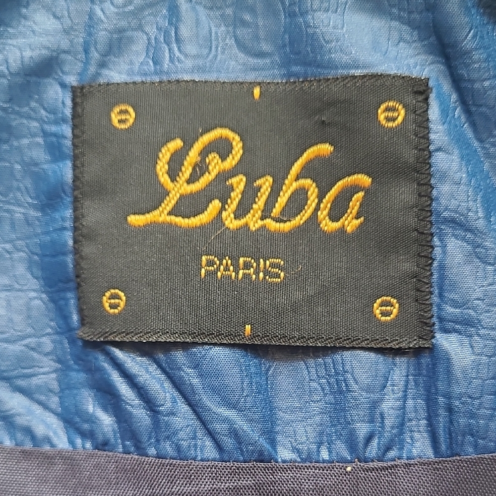LG Vintage Longline Blue Trench Coat Notched Lapels Faux Leather 80s Glamour - Picture 11 of 16